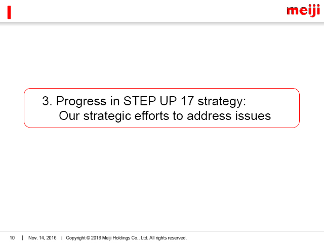 3. Progress in STEP UP 17 strategy: Our strategic efforts to address issues