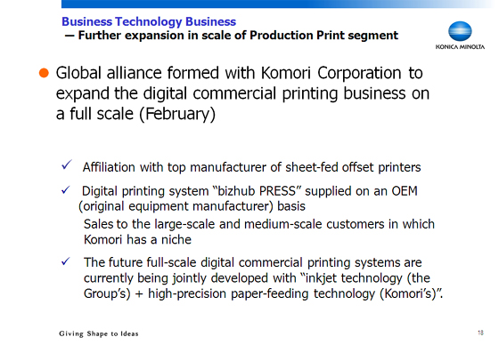 Business Technology Business - Further expansion in scale of Production Print segment