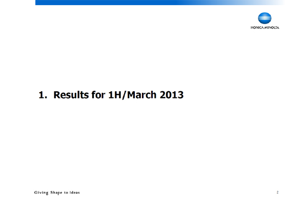 1. Results for 1H/March 2013
