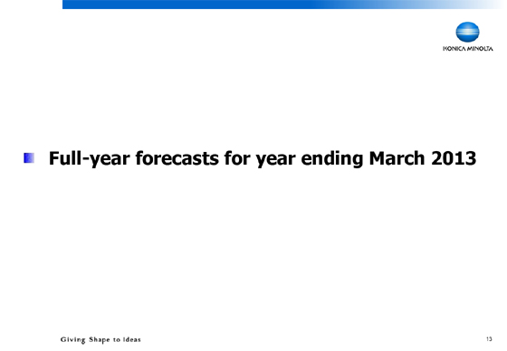 Full-year forecasts for year ending March 2013