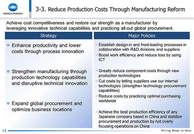 3-3. Reduce Production Costs Through Manufacturing Reform