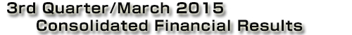Konica Minolta Inc. 3rd Quarter/March 2015 Consolidated Financial Results