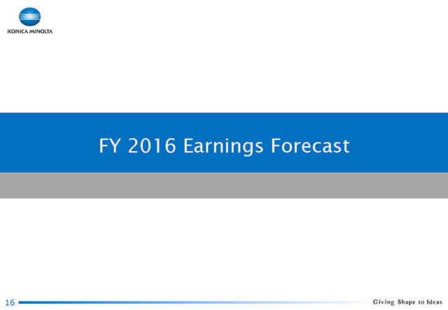 FY 2016 Earnings Forecast