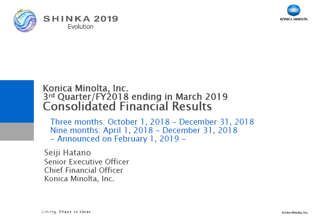 3rd Quarter/FY2018 ending in March 2019 Consolidated Financial Results