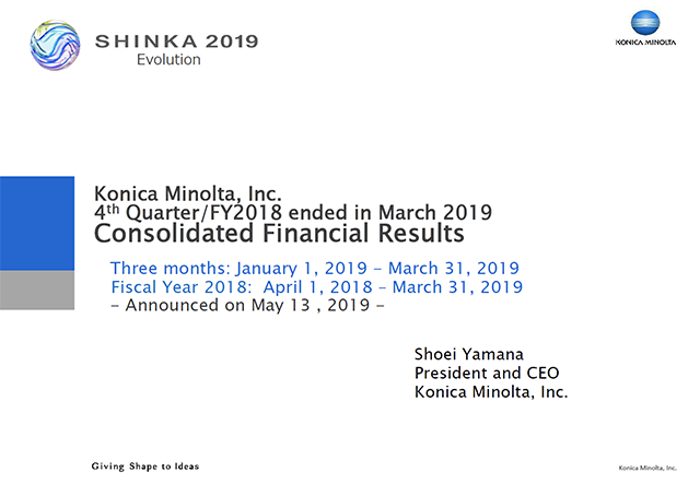 4th Quarter/FY2018 ended in March 2019 Consolidated Financial Results