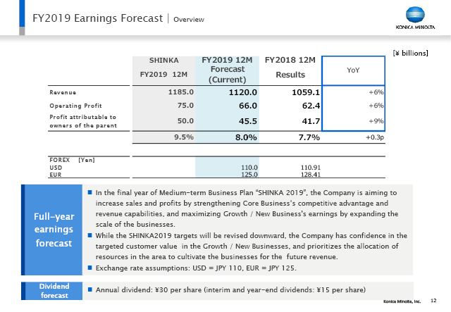 FY2019 Earnings Forecast | Overview