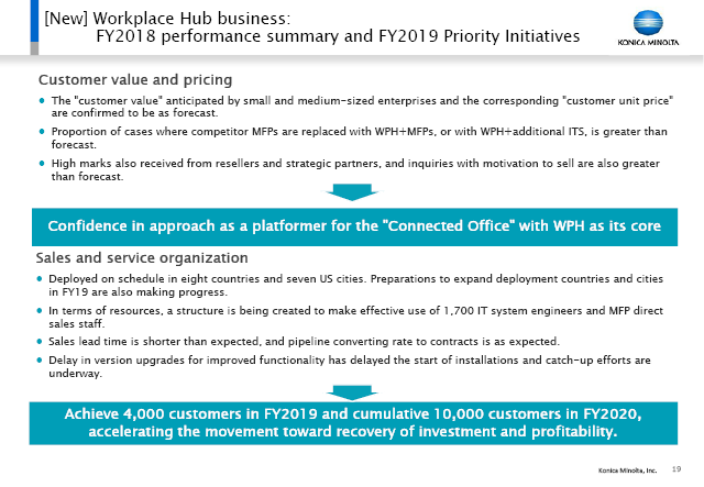 [New] Workplace Hub business: FY2018 performance summary and FY2019 Priority Initiatives