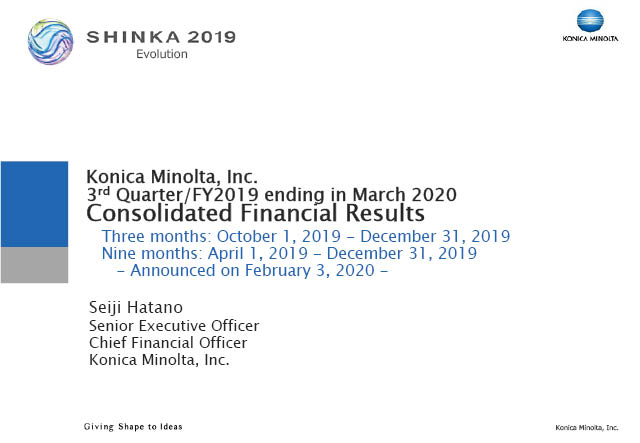 3rd Quarter/FY2019 ending in March 2020 Consolidated Financial Results