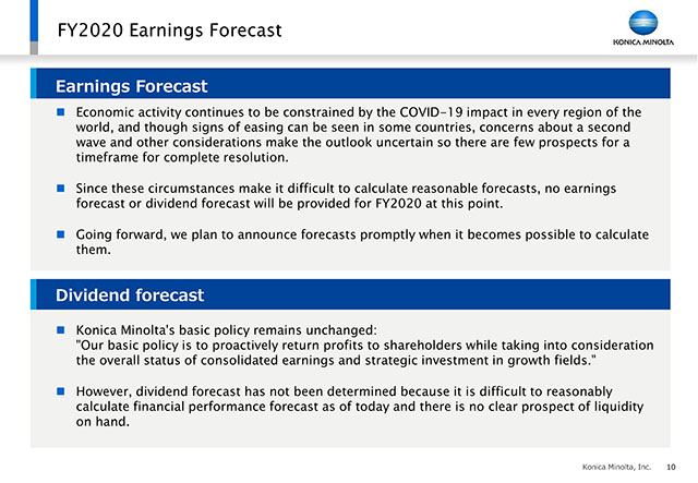 FY2020 Earnings Forecast