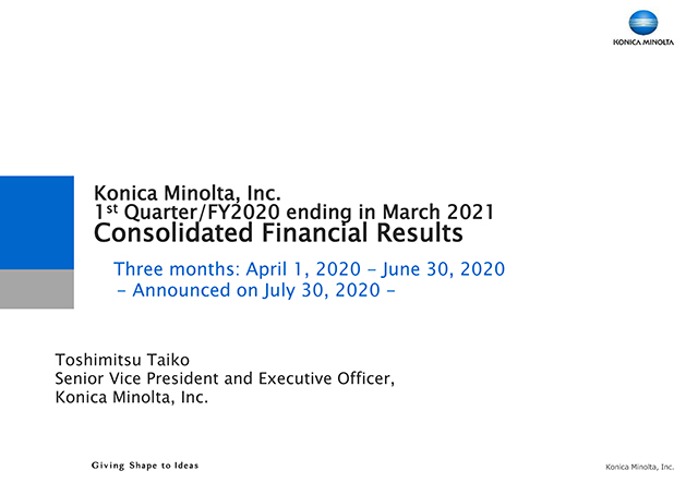 1st Quarter/FY2020 ending in March 2021 Consolidated Financial Results