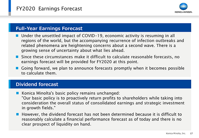 FY2020 Earnings Forecast