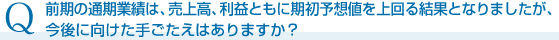 今後に向けた手ごたえ