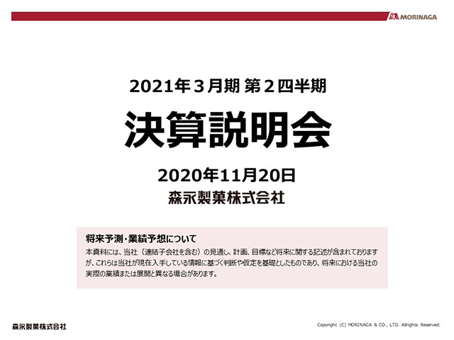 2021年３月期 第２四半期<br>決算説明会