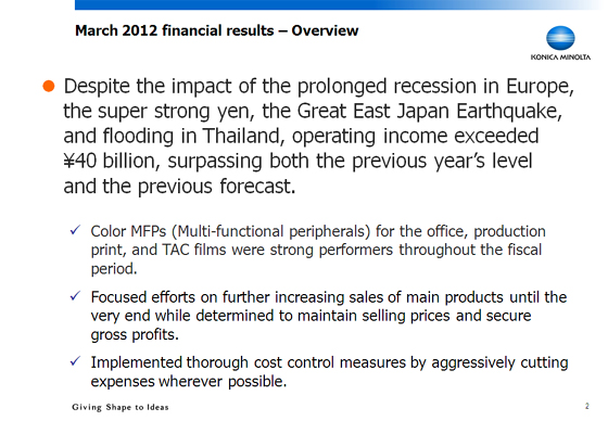 March 2012 financial results - Overview