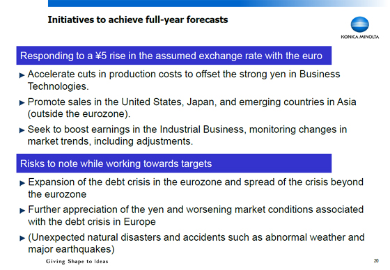 Initiatives to achieve full-year forecasts