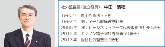 社外監査役(独立役員) 中田 清穂